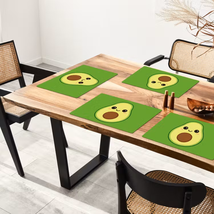 Placemat - 6 stuks - Avocado - Groen - Speels — 5