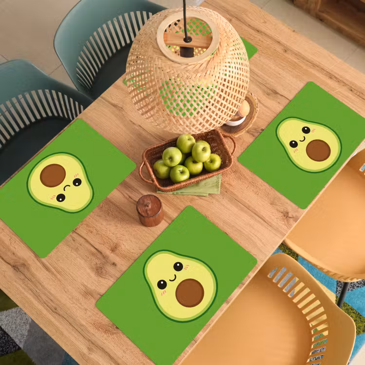 Placemat - 6 stuks - Avocado - Groen - Speels — 6
