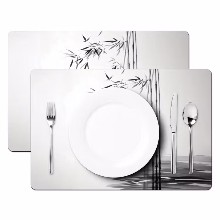 Placemat - 6 stuks - Bamboestammen - Water - Minimalistisch - Wit — 2