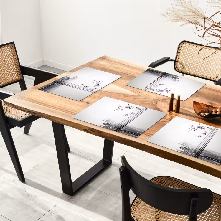 Placemat - 6 stuks - Bamboestammen - Water - Minimalistisch - Wit — 5