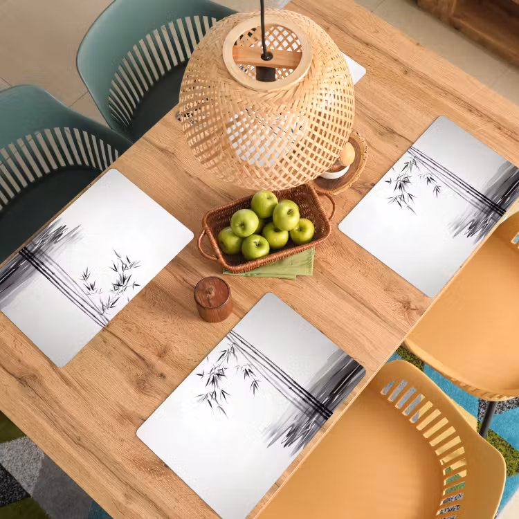 Placemat - 6 stuks - Bamboestammen - Water - Minimalistisch - Wit — 6