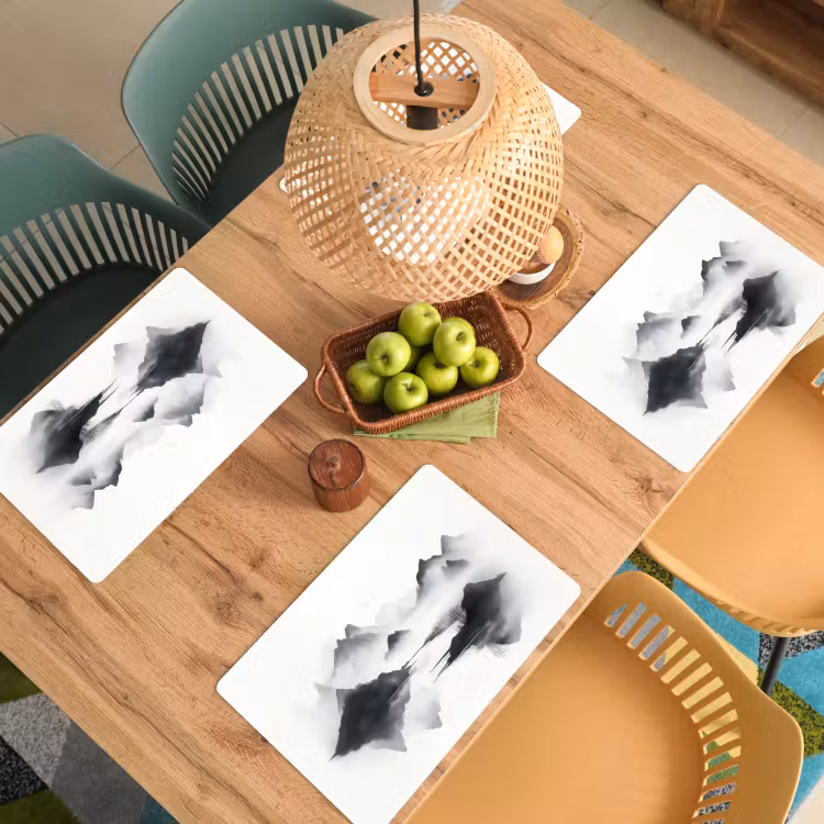 Placemat - 6 stuks - Bergen - Mistig - Water - Wit — 6