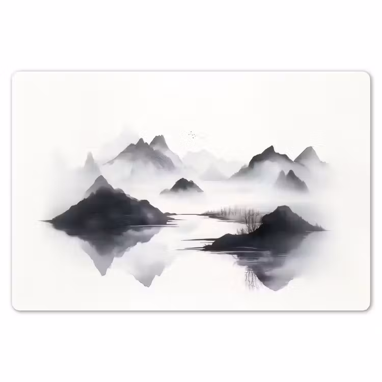 Placemat - 6 stuks - Bergen - Mistig - Water - Wit — 7