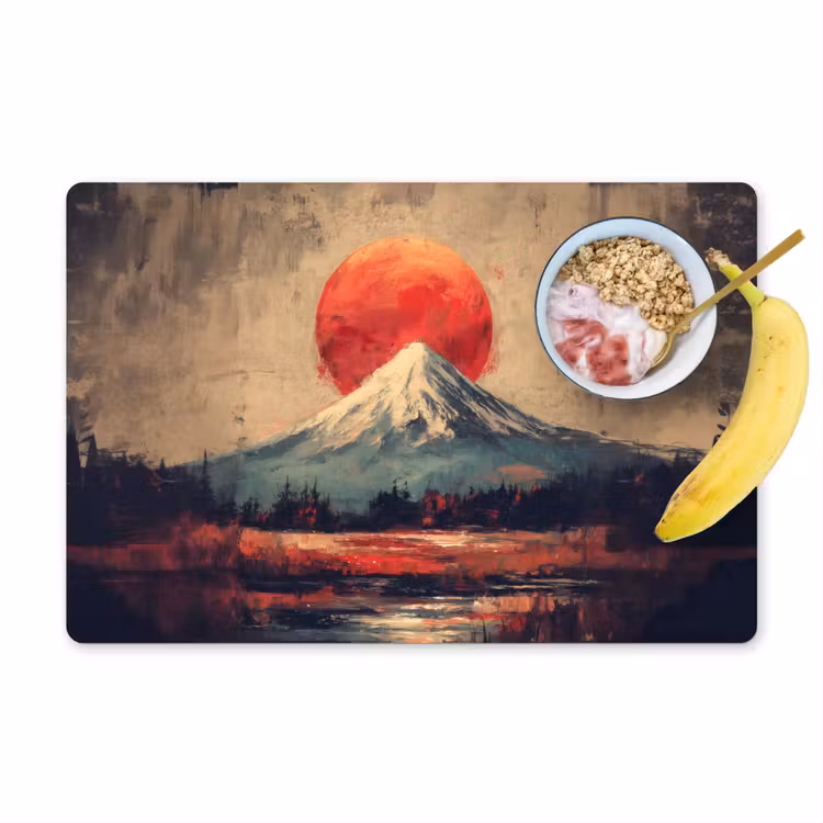 Placemat - 6 stuks - Bergtop - Sneeuw - Zon — 1