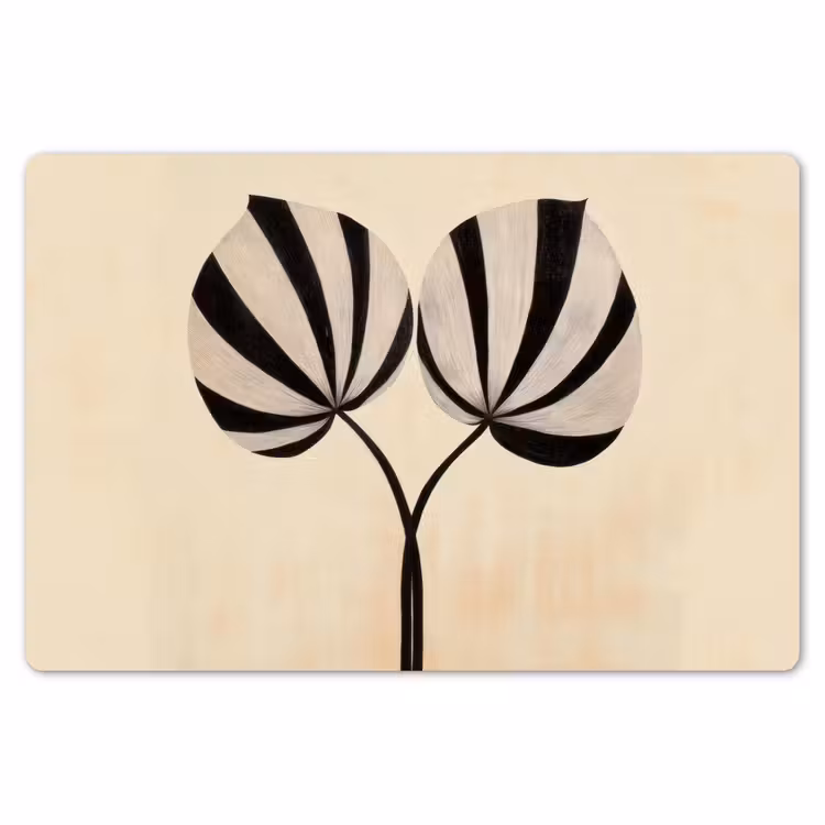 Placemat - 6 stuks - Bladeren - Gestreept - Stengel - Beige — 7