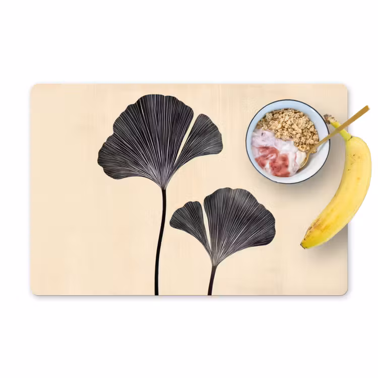 Placemat - 6 stuks - Bladeren - Minimalistisch - Zwart — 1