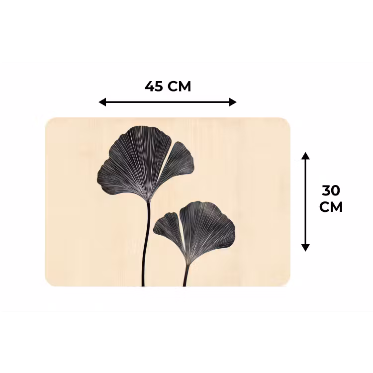 Placemat - 6 stuks - Bladeren - Minimalistisch - Zwart — 3