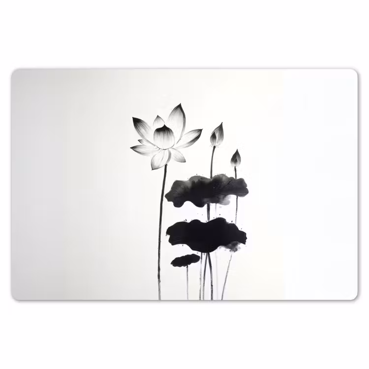 Placemat - 6 stuks - Bladeren - Zwart - Lotusbloem - Minimalitisch — 7