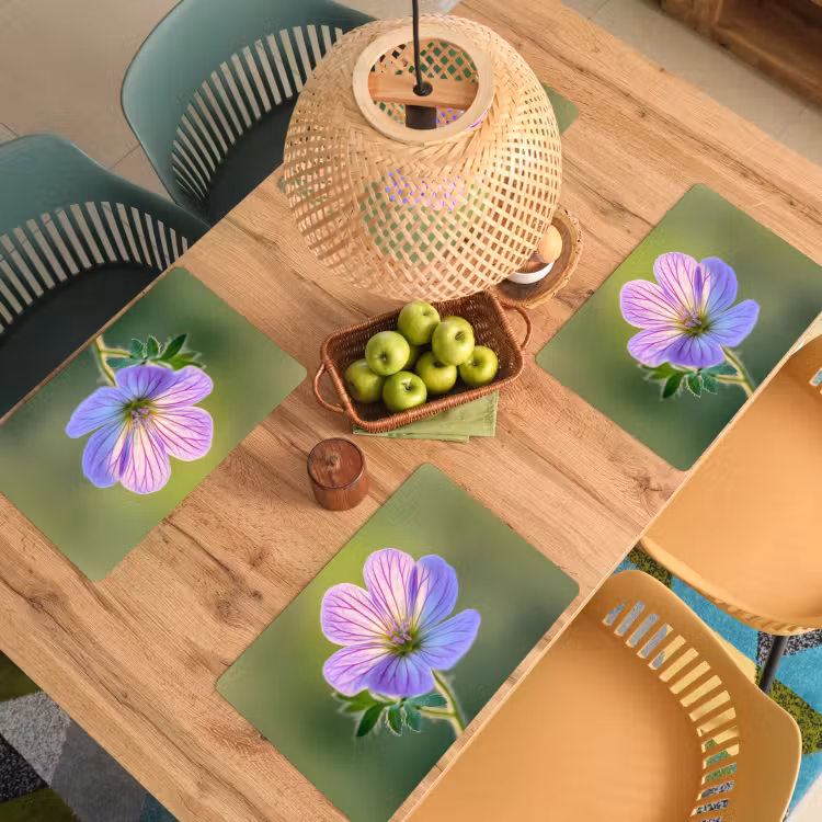 Placemat - 6 stuks - Bloem - Close up - Paars — 6
