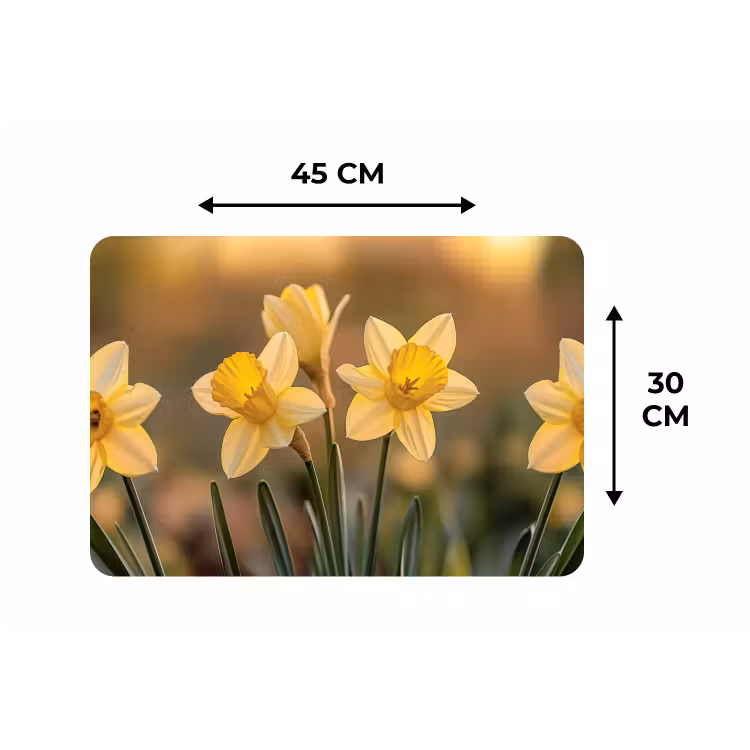 Placemat - 6 stuks - Bloemen - Geel - Wazig — 3
