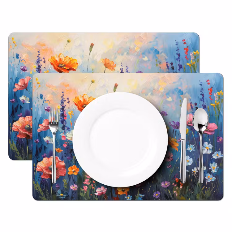 Placemat - 6 stuks - Bloemen - Natuur - Waterverf - Kunst — 2