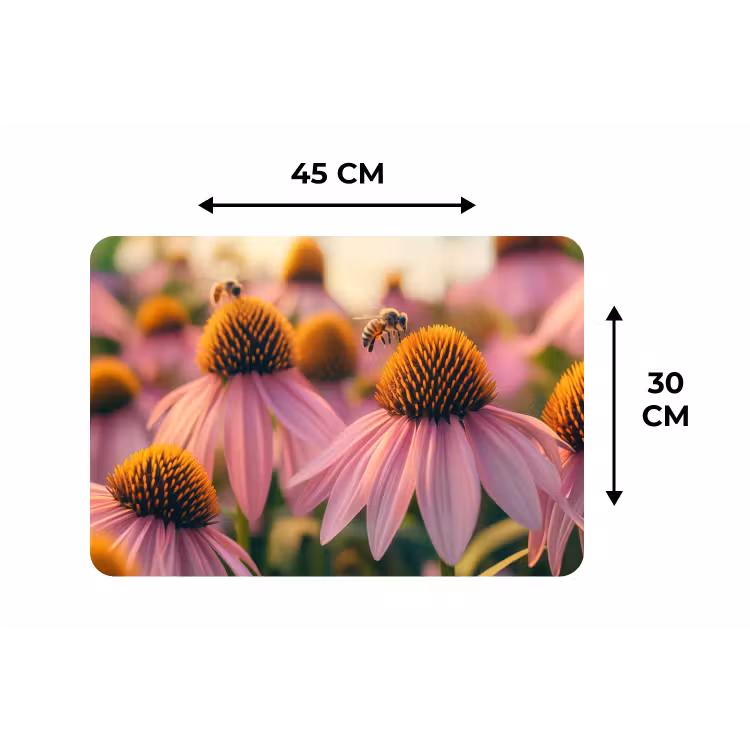 Placemat - 6 stuks - Bloemen - Paars - Bijen — 3