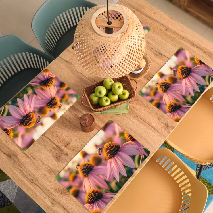 Placemat - 6 stuks - Bloemen - Paars - Bijen — 6