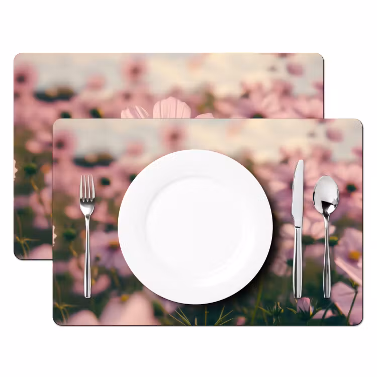 Placemat - 6 stuks - Bloemen - Paars - Wazig — 2