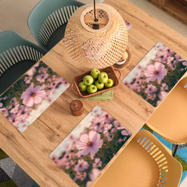 Placemat - 6 stuks - Bloemen - Paars - Wazig — 6