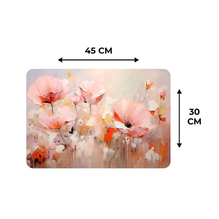Placemat - 6 stuks - Bloemen - Watercolor - Roze - Abstract - Kunst — 3