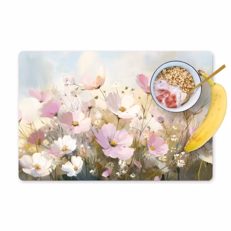 Placemat - 6 stuks - Bloemenveld - Lichte tinten - Geschilderd — 1