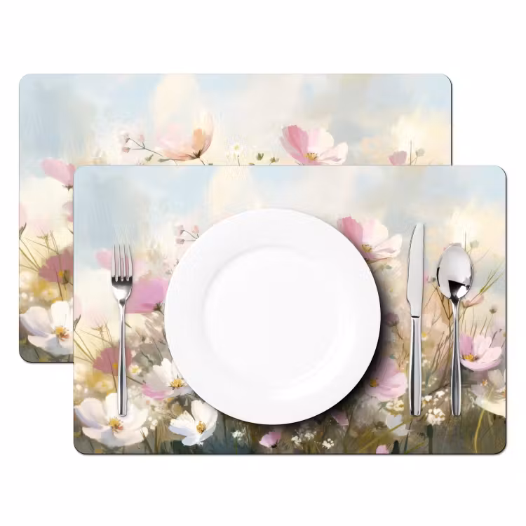 Placemat - 6 stuks - Bloemenveld - Lichte tinten - Geschilderd — 2