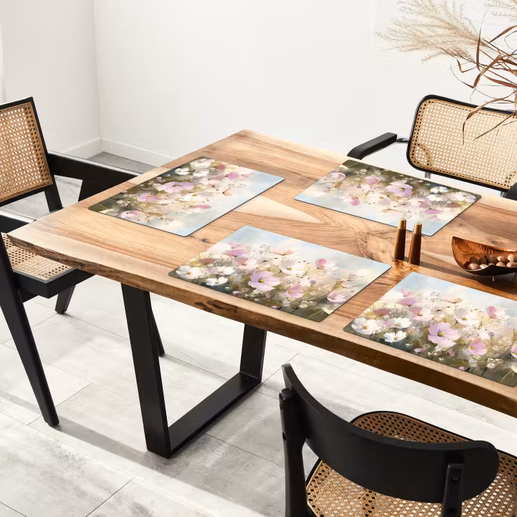 Placemat - 6 stuks - Bloemenveld - Lichte tinten - Geschilderd — 5