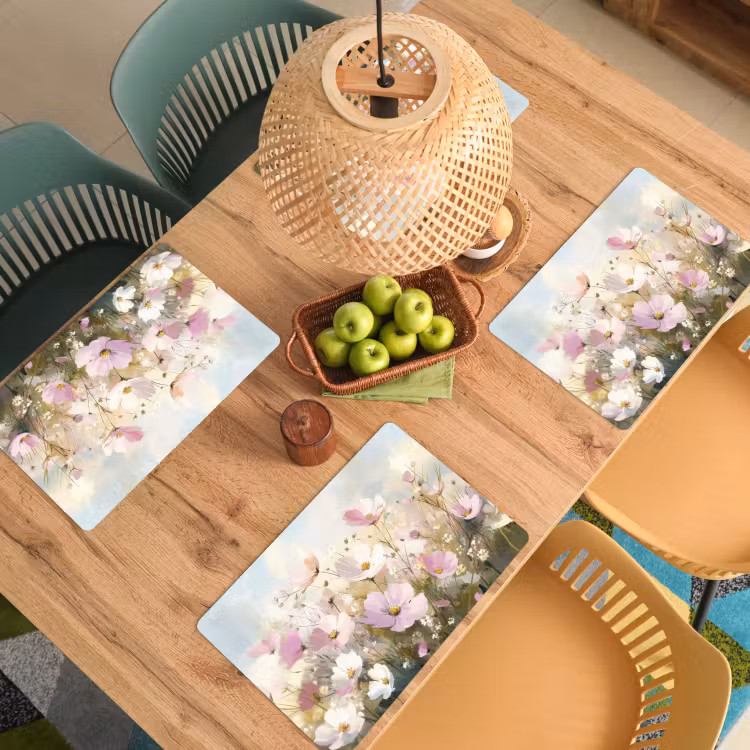 Placemat - 6 stuks - Bloemenveld - Lichte tinten - Geschilderd — 6