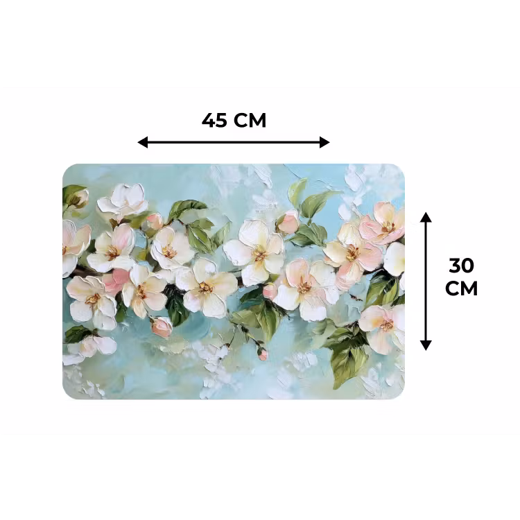 Placemat - 6 stuks - Bloesem - Bladeren - Lichtblauw — 3