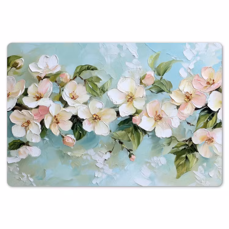 Placemat - 6 stuks - Bloesem - Bladeren - Lichtblauw — 7