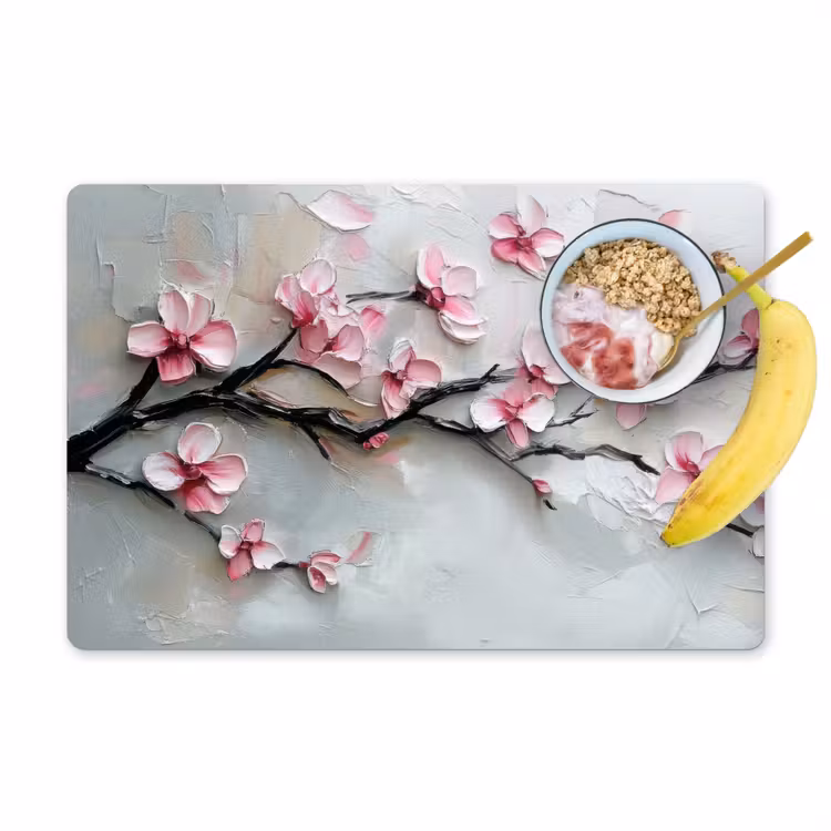Placemat - 6 stuks - Bloesem - Kunstzinnig - Roze - Sakura — 1
