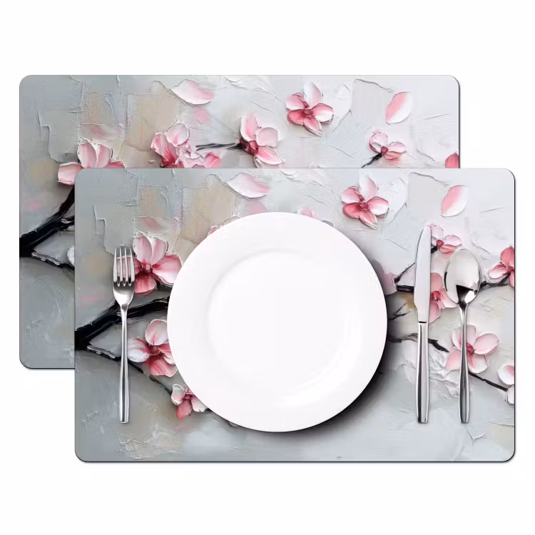 Placemat - 6 stuks - Bloesem - Kunstzinnig - Roze - Sakura — 2