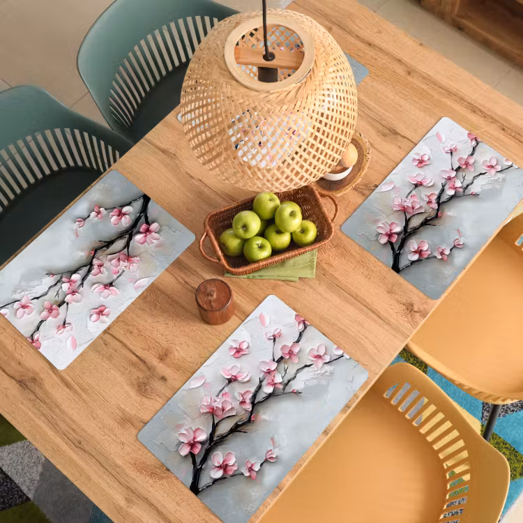 Placemat - 6 stuks - Bloesem - Kunstzinnig - Roze - Sakura — 6