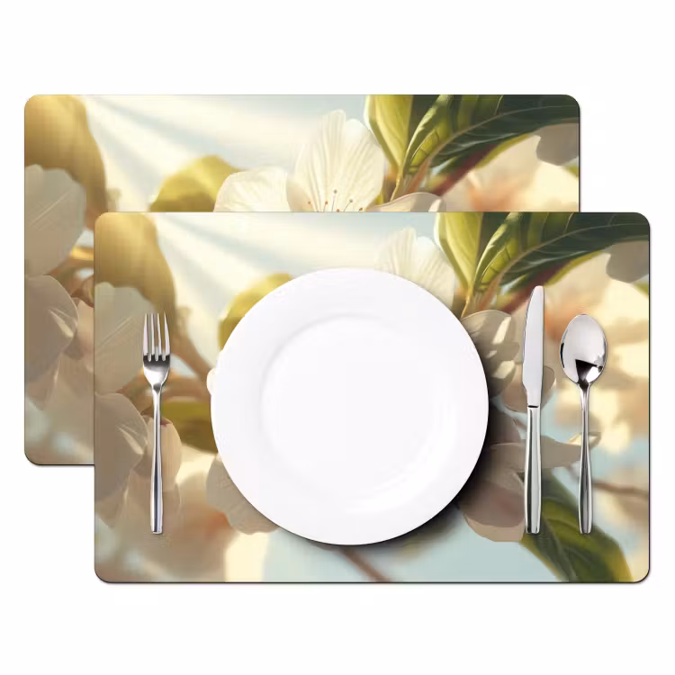 Placemat - 6 stuks - Bloesems - Wit - Zonnestralen - Bloemblaadjes — 2