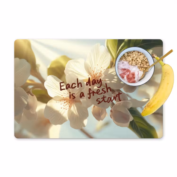 Placemat - 6 stuks - Bloesems - Zonlicht - Quote - Wit — 1