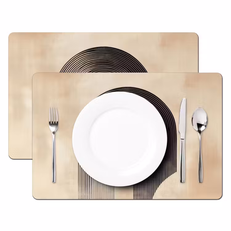 Placemat - 6 stuks - Boog - Strepen - Minimalistisch - Zwart — 2