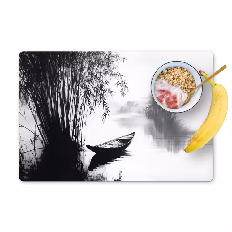 Placemat - 6 stuks - Boot - Rivier - Bamboe - Wit — 1