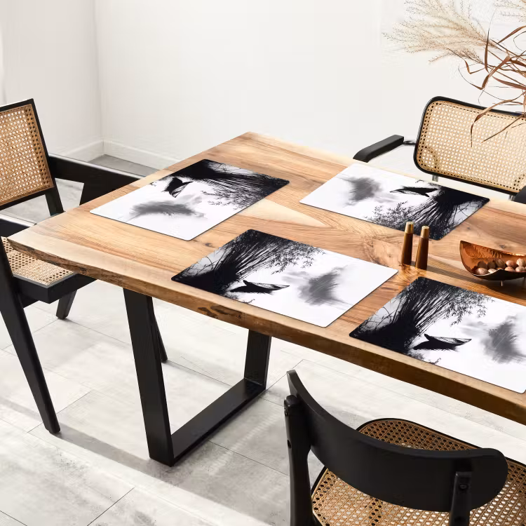 Placemat - 6 stuks - Boot - Rivier - Bamboe - Wit — 5