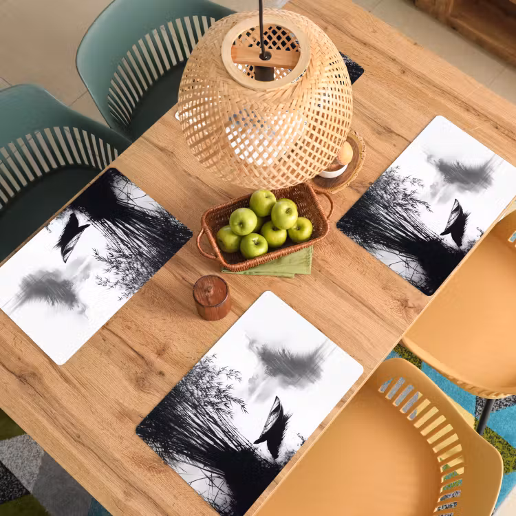 Placemat - 6 stuks - Boot - Rivier - Bamboe - Wit — 6