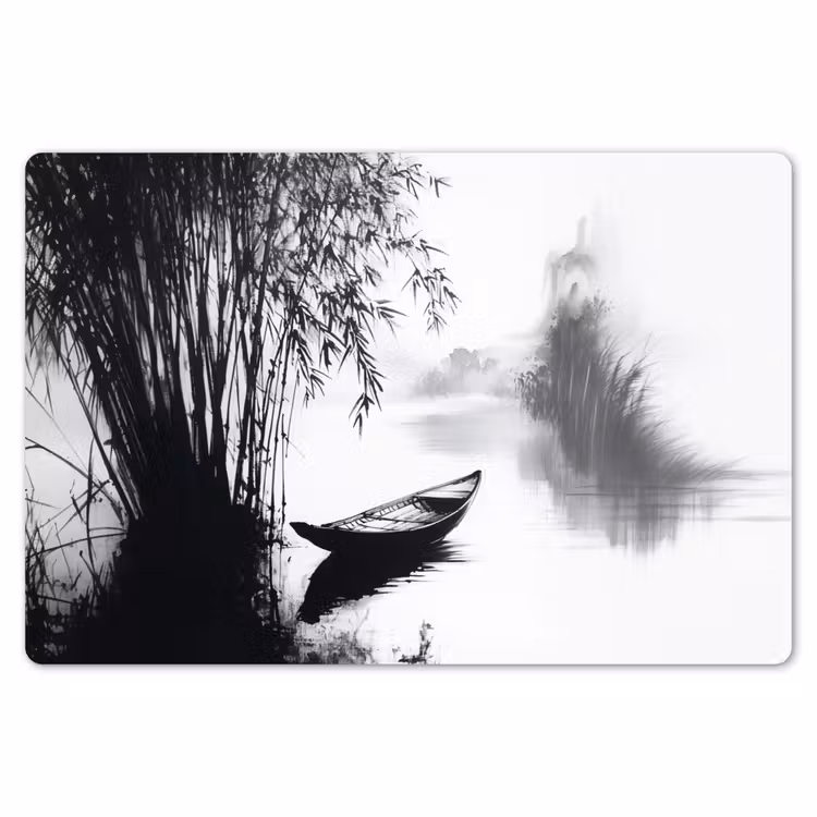 Placemat - 6 stuks - Boot - Rivier - Bamboe - Wit — 7