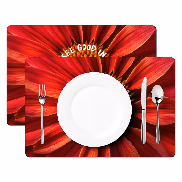 Placemat - 6 stuks - Close up - Bloem - Quote - Rood — 2