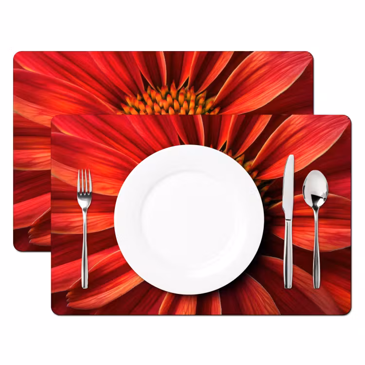 Placemat - 6 stuks - Close up - Bloem- Rood — 2