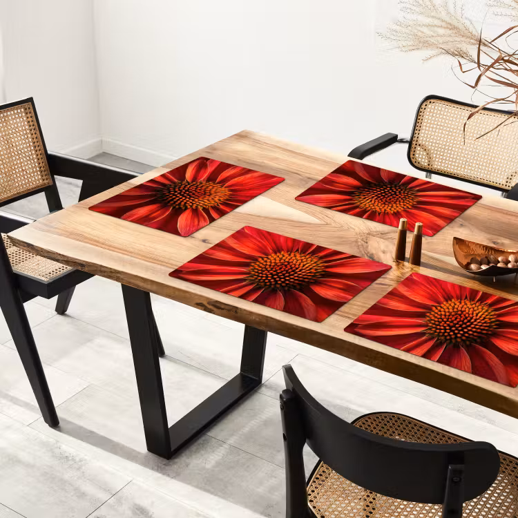 Placemat - 6 stuks - Close up - Bloem- Rood — 5