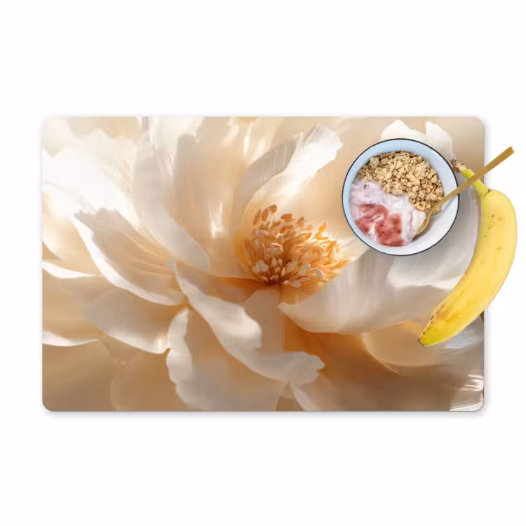 Placemat - 6 stuks - Close up - Pioenroos - Wit — 1