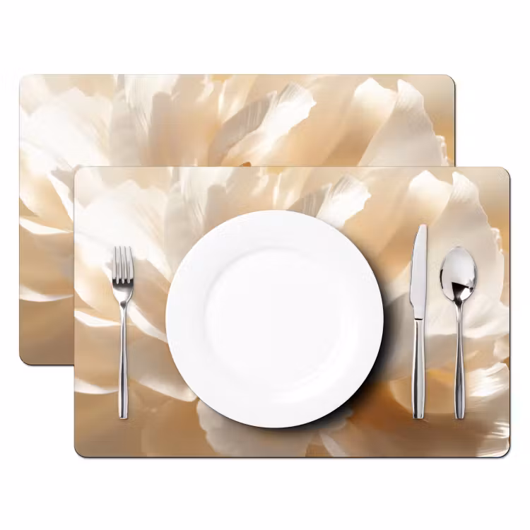 Placemat - 6 stuks - Close up - Pioenroos - Wit — 2