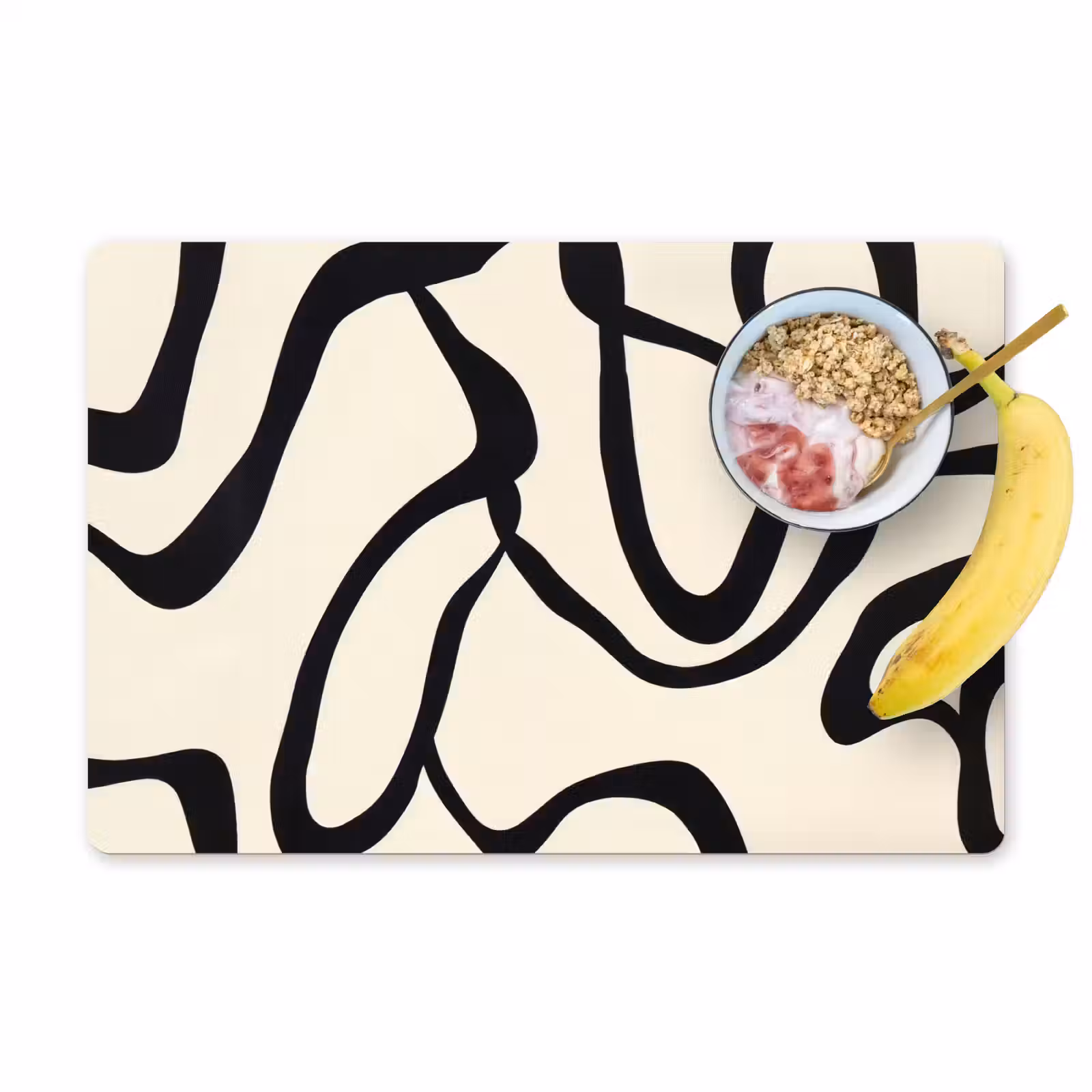 Placemat - 6 stuks - Abstract - Lijnen - Modern - Beige — 1