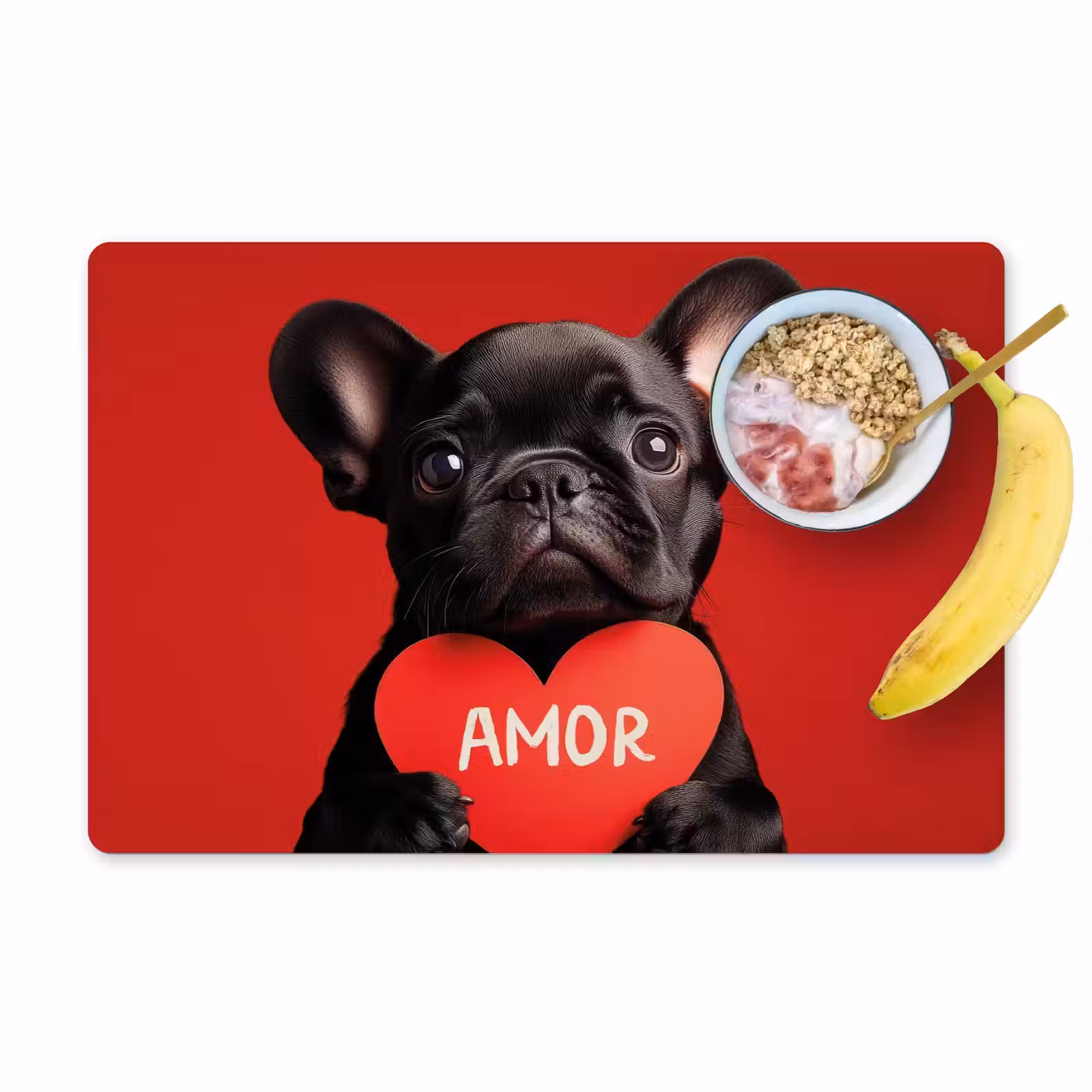 Placemat - 6 stuks - Amor - Hond - Hartje - Rood — 1