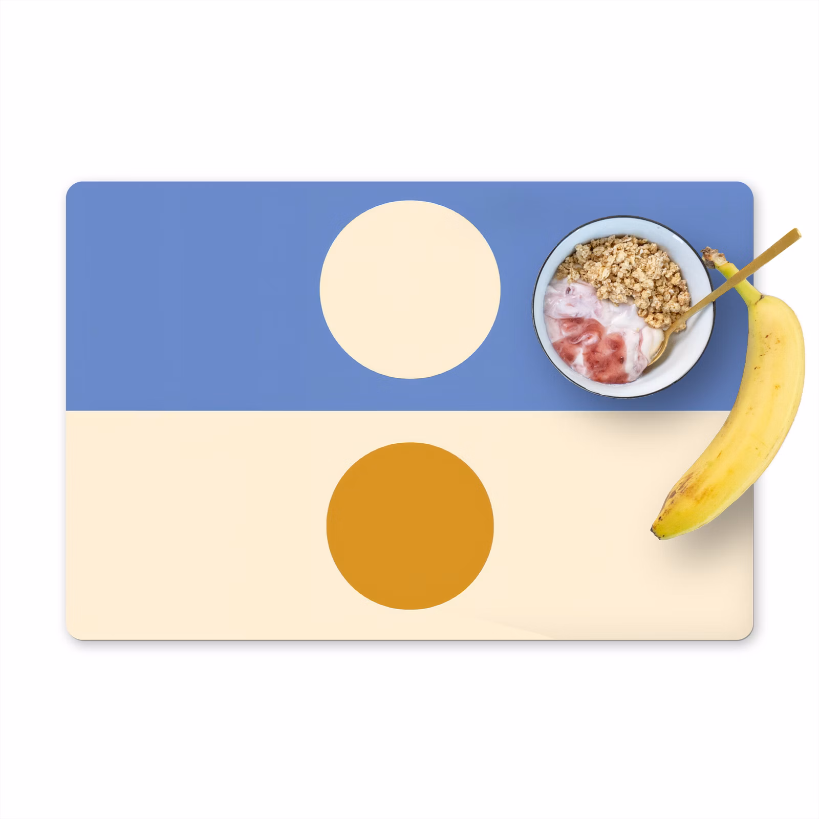 Placemat - 6 stuks - Cirkels - Symmetrisch - Wit - Blauw- Geel — 1