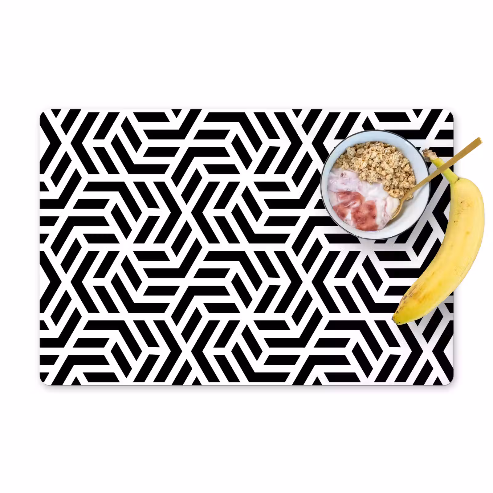 Placemat - 6 stuks - Design - Geometrie - Patroon - Zwart - Wit — 1
