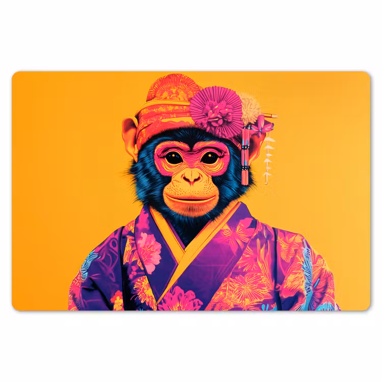 Placemat - 6 stuks - Aap - Kimono - Bloemen - Hoofdtooi — 7