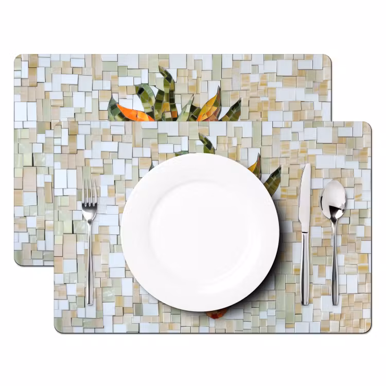 Placemat - 6 stuks - Aardbei - Rood - Mozaïek - Fruit — 2