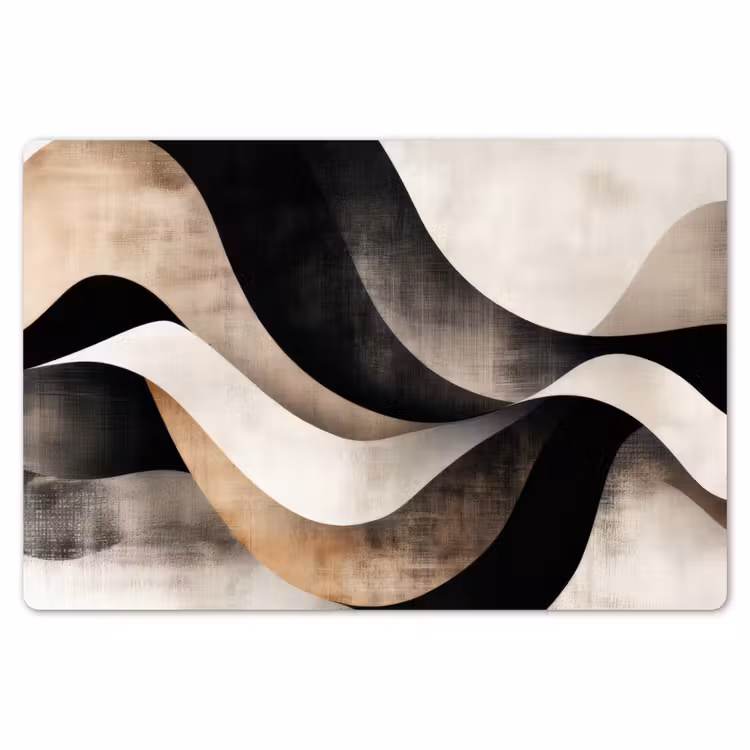 Placemat - 6 stuks - Abstract - Golven - Zwart - Verweerd — 7