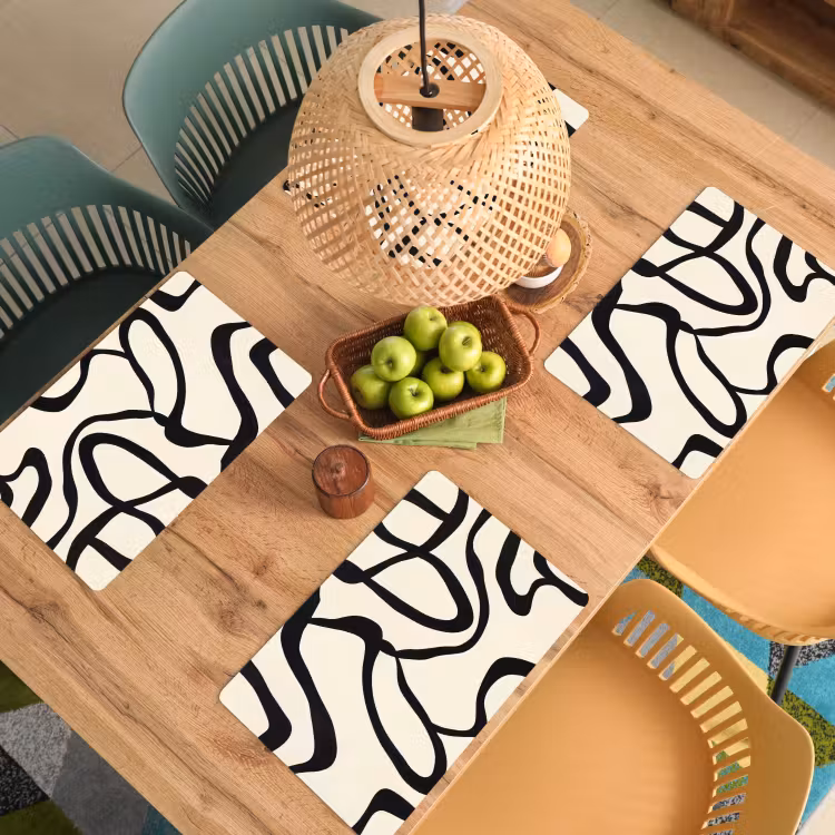 Placemat - 6 stuks - Abstract - Lijnen - Modern - Beige — 6