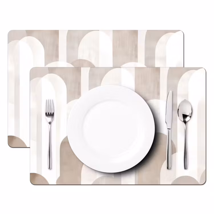Placemat - 6 stuks - Abstracte bogen - Modern - Beige — 2
